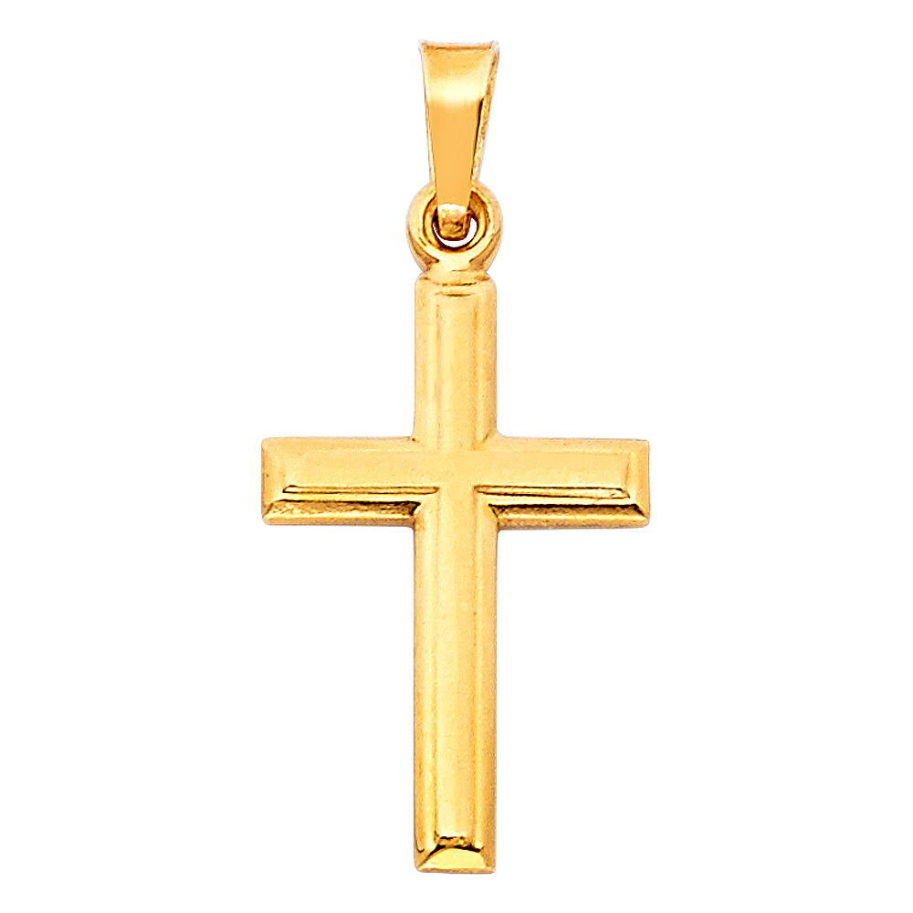 14K Yellow Gold Medium Latin Religious Cross Pendant (13X28 Mm )